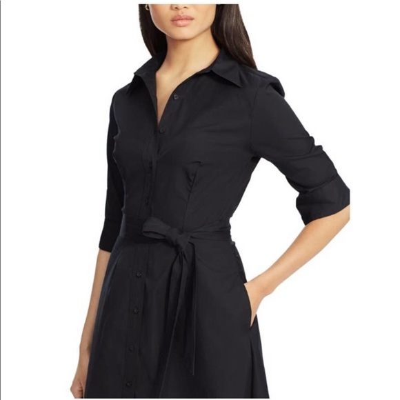 kate spade Dresses & Skirts - Kate Spade Belted Classic Button Down Shirt Dress with Sash Tie Black Size 2